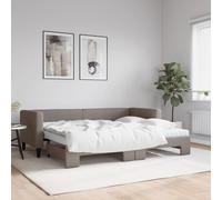 vidaXL Lit de jour avec gigogne et matelas taupe 80x200 cm tissu