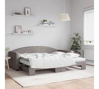 Vidaxl Lit De Jour Avec Gigogne Et Matelas Taupe 90x200 Cm Tissu Gris