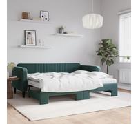 Vidaxl Lit De Jour Avec Gigogne Et Matelas Vert Foncé 90x200cm Velours Multicolore