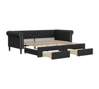 Vidaxl Lit De Jour Avec Gigogne Et Tiroirs Noir 90x200 Cm Similicuir Multicolore