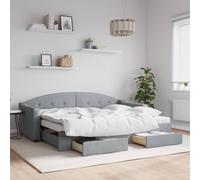 Vidaxl Lit De Jour Avec Gigogne Et Tiroirs Gris Clair 80x200 Cm Tissu Gris
