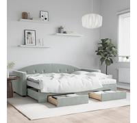 Vidaxl Lit De Jour Avec Gigogne Et Tiroirs Gris Clair 80x200cm Velours Multicolore