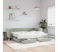 Vidaxl Lit De Jour Avec Gigogne Et Tiroirs Gris Clair 80x200cm Velours Multicolore