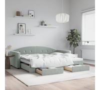 Vidaxl Lit De Jour Avec Gigogne Et Tiroirs Gris Clair 90x200cm Velours Gris