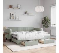 Vidaxl Lit De Jour Avec Gigogne Et Tiroirs Gris Clair 90x200cm Velours Gris