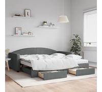 vidaXL Lit de Jour avec Lit Gigogne et Tiroirs, Canapé-lit avec Rangement, Lit d'Invité, Meuble de Chambre Salon, Moderne, Gris Foncé 100x200 cm Tissu