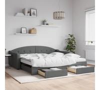 vidaXL Slaapbank onderschuifbed en lades 100x200 cm stof donkergrijs3197590 Gris G