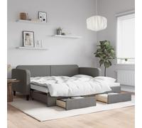 Vidaxl Lit De Jour Avec Gigogne Et Tiroirs Gris Foncé 90x200 Cm Tissu Gris
