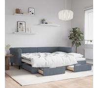 Vidaxl Lit De Jour Avec Gigogne Et Tiroirs Gris Foncé 90x200cm Velours Multicolore