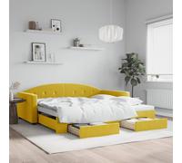 Vidaxl Lit De Jour Avec Gigogne Et Tiroirs Jaune 100x200 Cm Velours Multicolore