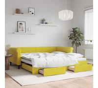 Vidaxl Lit De Jour Avec Gigogne Et Tiroirs Jaune 100x200 Cm Velours Multicolore