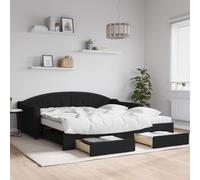 Vidaxl Lit De Jour Avec Gigogne Et Tiroirs Noir 100x200 Cm Tissu Multicolore