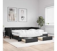 Vidaxl Lit De Jour Avec Gigogne Et Tiroirs Noir 100x200 Cm Tissu Multicolore