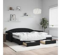 Vidaxl Lit De Jour Avec Gigogne Et Tiroirs Noir 100x200 Cm Velours Multicolore