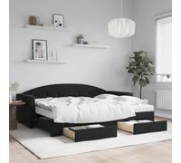 Vidaxl Lit De Jour Avec Gigogne Et Tiroirs Noir 80x200 Cm Velours Multicolore