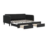vidaXL Lit de jour Canapé-lit avec lit gigogne et tiroirs Noir 90x190 cm Velours