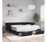 Vidaxl Lit De Jour Avec Gigogne Et Tiroirs Noir 90x190 Cm Velours Multicolore