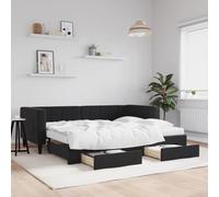 Vidaxl Lit De Jour Avec Gigogne Et Tiroirs Noir 90x190 Cm Velours Multicolore