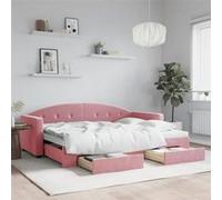 Vidaxl Lit De Jour Avec Gigogne Et Tiroirs Rose 80x200 Cm Velours Multicolore