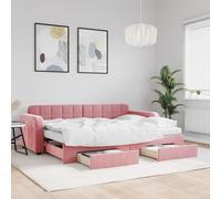 Vidaxl Lit De Jour Avec Gigogne Et Tiroirs Rose 80x200 Cm Velours Multicolore