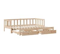 vidaXL Lit de Jour avec gigogne et tiroirs sans Matelas 90x190 cm