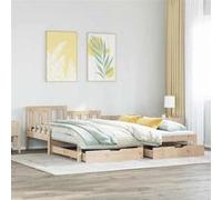 vidaXL Lit de jour avec gigogne et tiroirs sans matelas 90x190 cm 3302223 Beige G