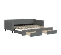 vidaXL Lit de jour gigogne avec tiroirs, canapé-lit avec rangement, Gris foncé 90x200 cm tissu