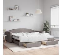 Vidaxl Lit De Jour Avec Gigogne Et Tiroirs Taupe 100x200 Cm Tissu Multicolore
