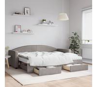 vidaXL Slaapbank met onderschuifbed en lades 80x200 cm stof taupe3197240 Taupe G