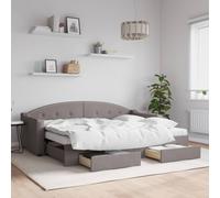 Vidaxl Lit De Jour Avec Gigogne Et Tiroirs Taupe 80x200 Cm Tissu Multicolore