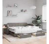 Vidaxl Lit De Jour Avec Gigogne Et Tiroirs Taupe 80x200 Cm Tissu Multicolore