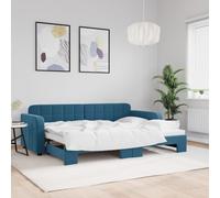 vidaXL Lit de jour avec gigogne sans matelas 80x200 cm Bleu