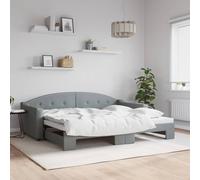 Vidaxl Lit De Jour Avec Gigogne Sans Matelas Gris Clair 90x200 Cm Gris