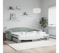 Vidaxl Lit De Jour Avec Gigogne Sans Matelas Gris Clair 90x200 Cm Gris