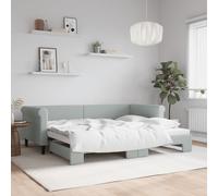 Vidaxl Lit De Jour Avec Gigogne Sans Matelas Gris Clair 90x200 Cm Gris