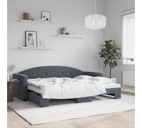 vidaXL Lit de Jour avec Lit Gigogne, Canapé-lit, Lit d'Invité, Meuble de Chambre à Coucher Salle de Séjour, Moderne, Gris Foncé 80x200 cm Velours