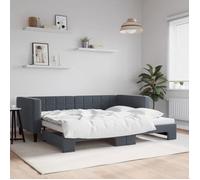 vidaXL Lit de jour avec gigogne, velours gris foncé, 90 x 190 cm, sans matelas