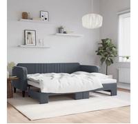 vidaXL Lit de jour avec gigogne sans matelas gris foncé 90x200 cm 3197064
