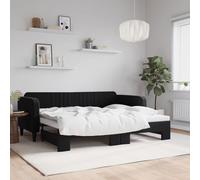 vidaXL Lit de jour avec gigogne sans matelas noir 90x200 cm