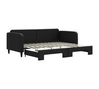 vidaXL Lit de jour avec lit gigogne - canapé‑lit moderne en tissu noir 90x200 cm