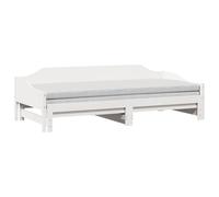 vidaXL Lit de Jour avec lit gigogne Blanc 80x200 cm Bois de pin Massif, canapé-lit, lit d'invité, lit de Jour en Bois, lit de Jour, lit d'appoint