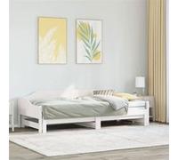 vidaXL Lit de jour avec lit gigogne blanc 90x200 cm bois de pin massif, canapé-lit, lit d'invité, lit de jour en bois, lit 850906 Blanc G
