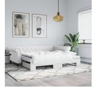 vidaXL Lit de jour avec lit gigogne – Canapé-lit / Lit d'invité 90x200 cm Similicuir Blanc