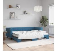 VidaXL Lit de Jour Avec Gigogne, Canapé-lit d'Invité, Meuble de Chambre à Coucher, Salle de Séjour, Moderne, Bleu 80x200 cm Velours