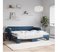vidaXL Lit de jour avec lit gigogne bleu 90x200 cm velours 3197062