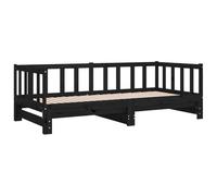 Vidaxl Lit De Jour Avec Lit Gigogne Noir 90x200 Cm Bois De Pin Massif Marron