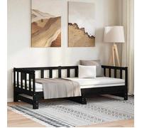 Vidaxl Lit De Jour Avec Lit Gigogne Noir 90x200 Cm Bois De Pin Massif Marron