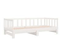 vidaXL Lit de Jour avec Lit Gigogne, Canapé-lit, Cadre de Lit d'Invité, Lit d'Appoint de Salon Salle de Séjour Intérieur, Blanc 90x200 cm Bois de Pin Massif