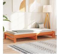 vidaXL Lit de jour gigogne Canapé-lit, lit d'invité moderne Pin massif Cire marron 80x200 cm