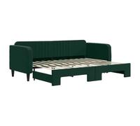 vidaXL Lit de Jour avec Lit Gigogne, Canapé-lit, Lit d'Invité, Meuble de Chambre à Coucher Salle de Séjour, Moderne, Vert Foncé 80x200 cm Velours